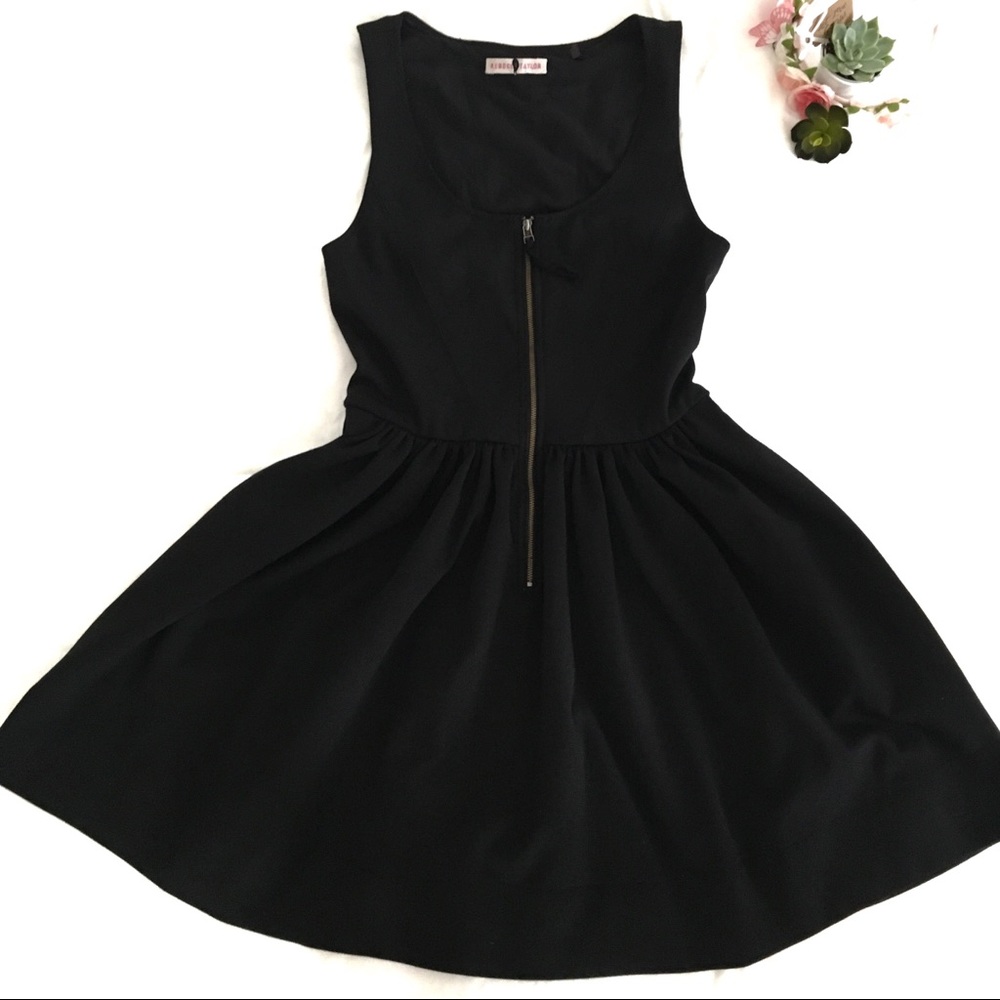 Final! Rebecca Taylor Zipper Black Skater Dress